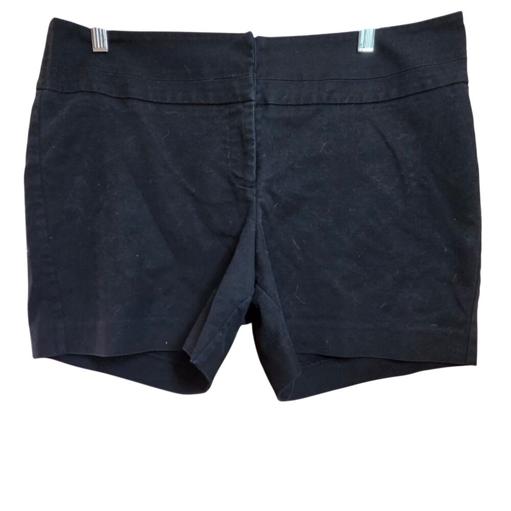 Black Flat Front Cotton Blend Shorts Size 14
